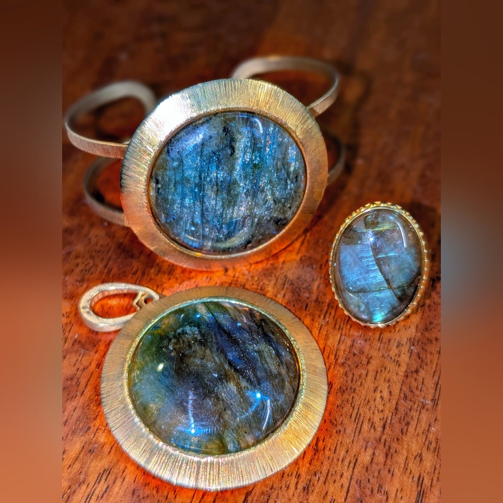 ITALIAN Veronese Cuff Ring Pendant Jewelry Set